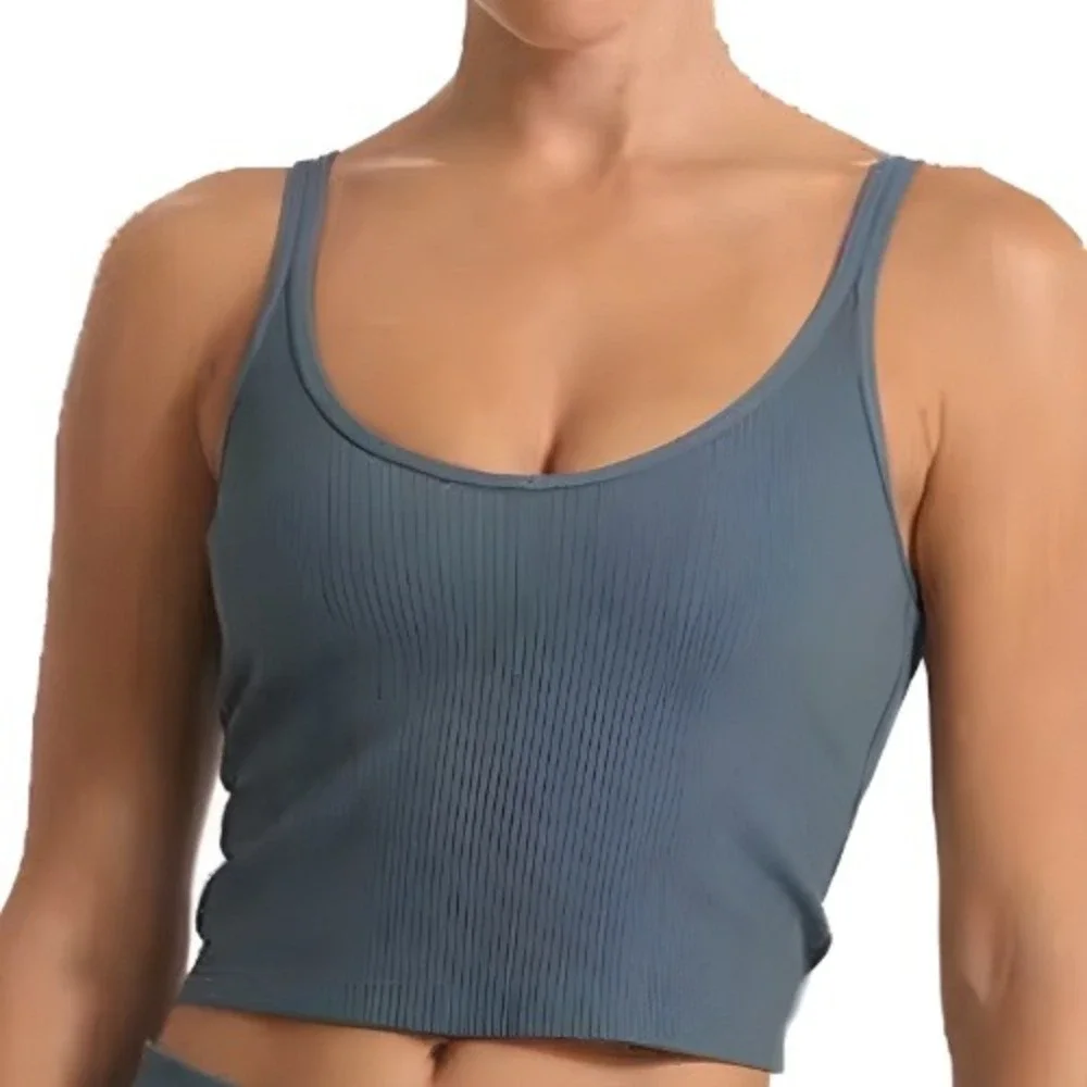 Vuori Rib Crop Tank Top Women's Size S Stone Ribbed Activewear - Picture 2 of 8